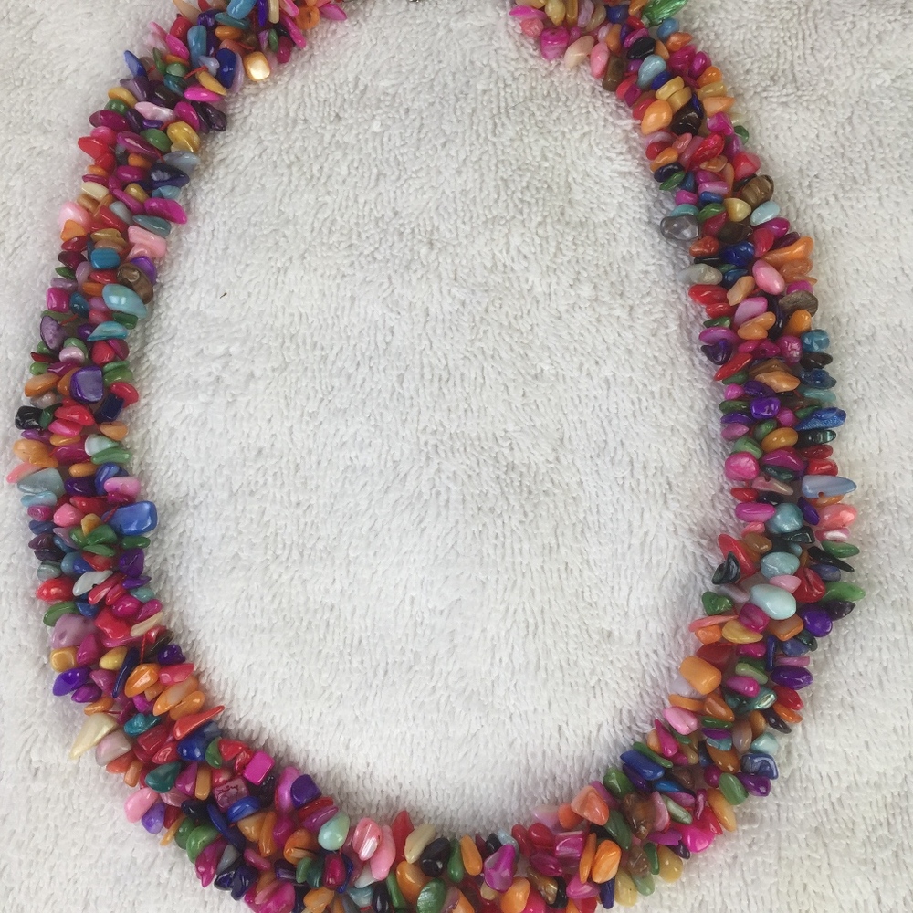 Multi Colored Shell Carpet Necklace - Picture 3 of 3